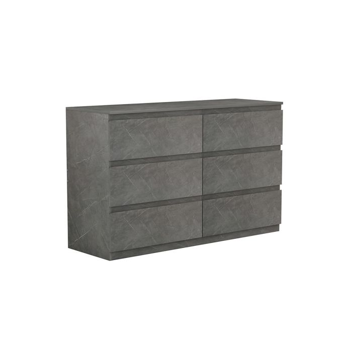 Cómoda de 6 Cajones con Amplio Espacio de Almacenaje - Mármol Gris - 120x40x75 cm - Mueble Moderno para Dormitorio.