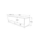 Mueble TV Moderno con 1 Puerta y Estantes en Melamina Color Cambria y Blanco - 100x31.5x29.6cm