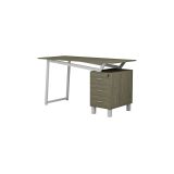 Mesa de Despacho con Cajones, Melamina Natural-Blanco, 140x60x76cm - Organización y Estilo para tu Oficina.