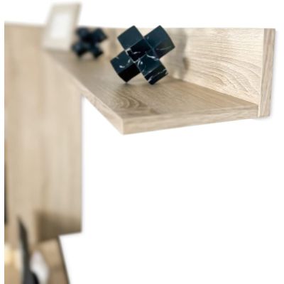 Meyvaser Mueble de salón y TV Moderno con Leds Color Cambria y Grafito Módulo de Comedor 259 Cm