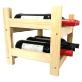 Botellero de Madera de Pino apilable en Color Natural para 6 Botellas y con 2 Niveles de Altura.