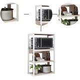 Estantería de Cocina Alta con Marco de Metal Blanco, Estante para microondas 50x30x100 Cm Color Natural y Blanco