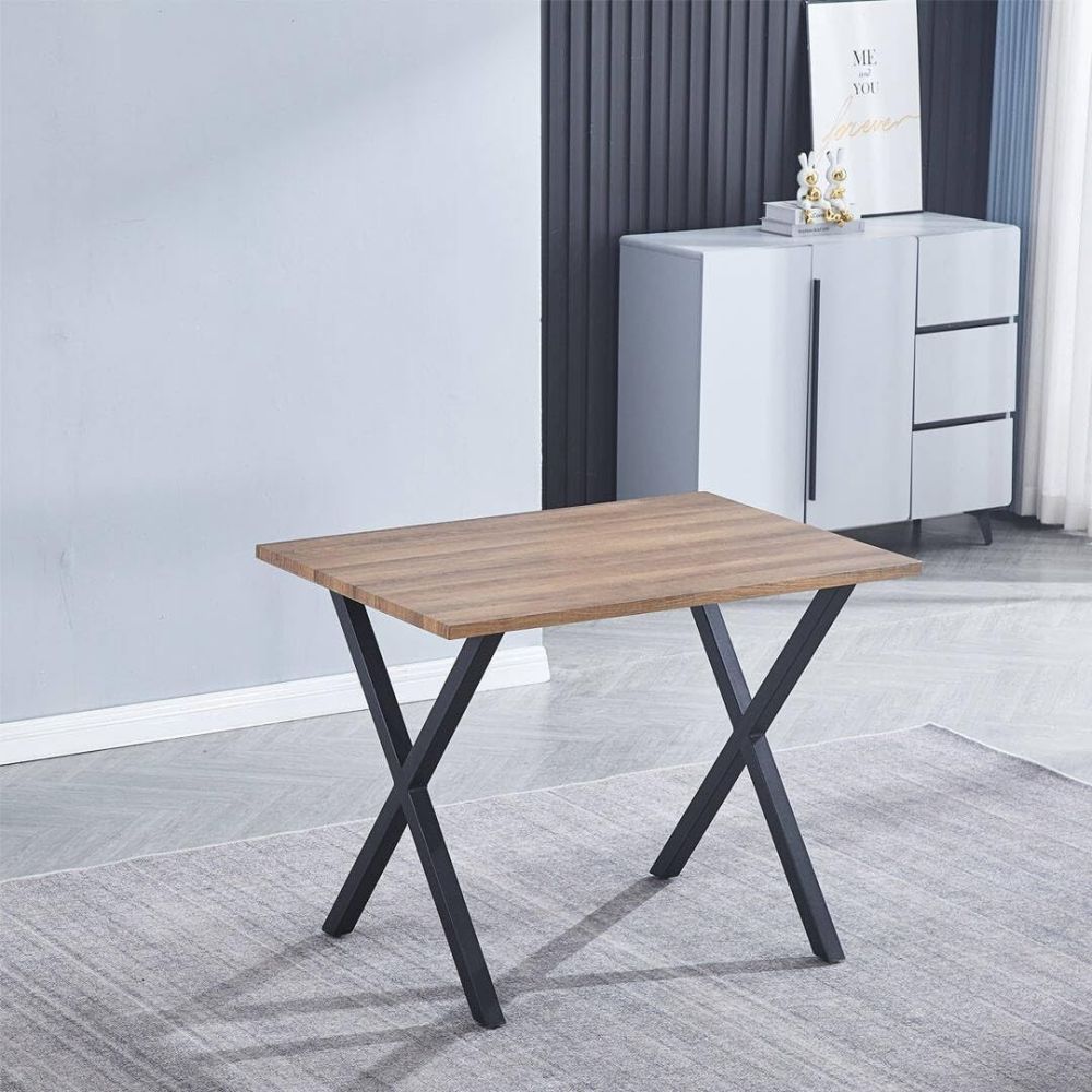 Conjunto Mesa y Sillas Comedor/Cocina: Mesa madera y Patas Metálicas En Negro (76x100x70 Cm) + 5 Sillas (80x40x55 Cm)
