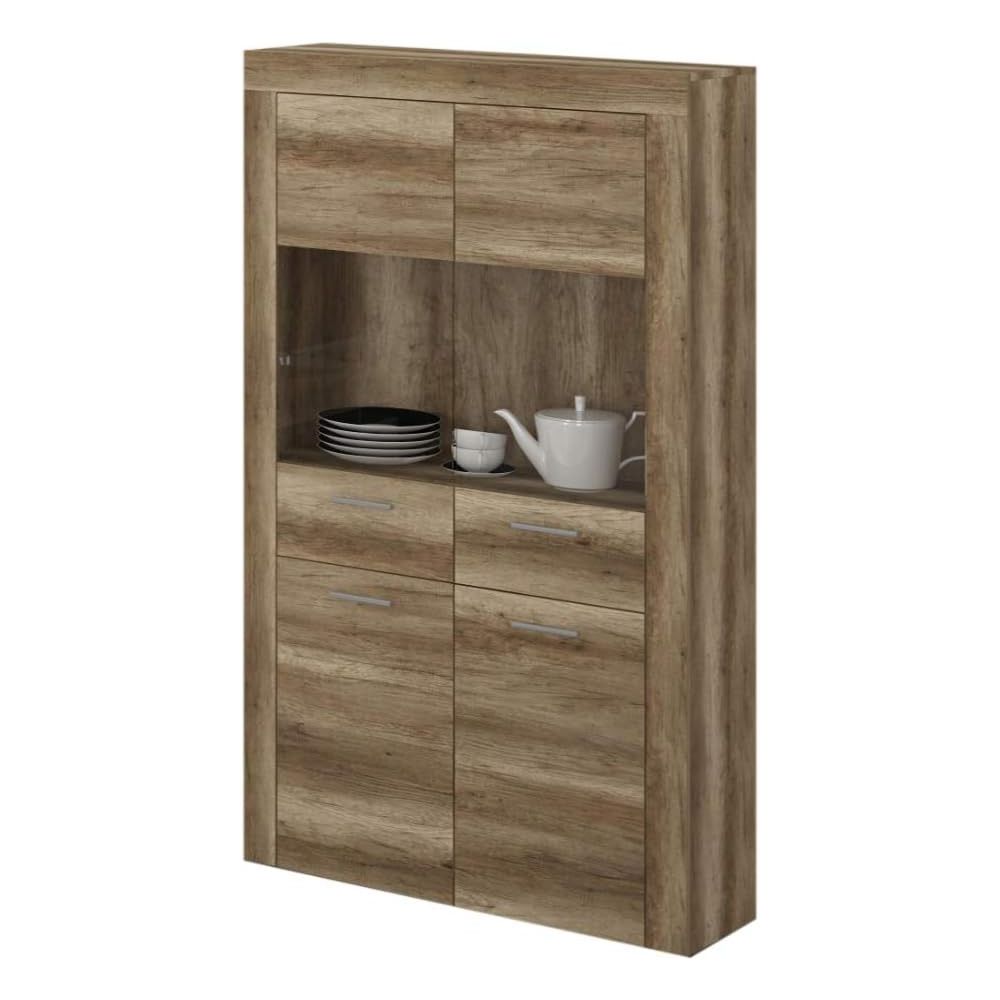 Mueble de Comedor, Mueble Salón, Acabado en Color Cañón, Medidas: 235 cm (Ancho) x 177 cm (Alto) x 41,4 cm (Fondo)