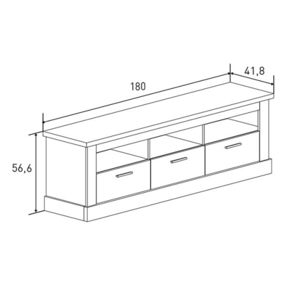 Mueble de Comedor, Mueble Salón, Acabado en Blanco y Cambria, Medidas: 276 cm (Ancho) x 201,6 cm (Alto) x 41,8 cm (Fondo)