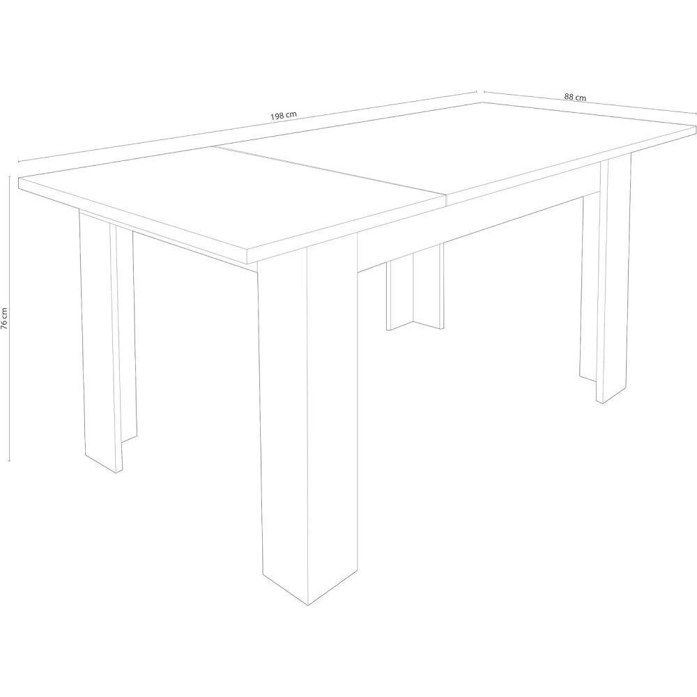 Mesa de Comedor Extensible, Mesa Salón, Robusta, Color Blanco, 138-198 cm (Largo) x 88 cm (Ancho) x 76 cm (Alto)