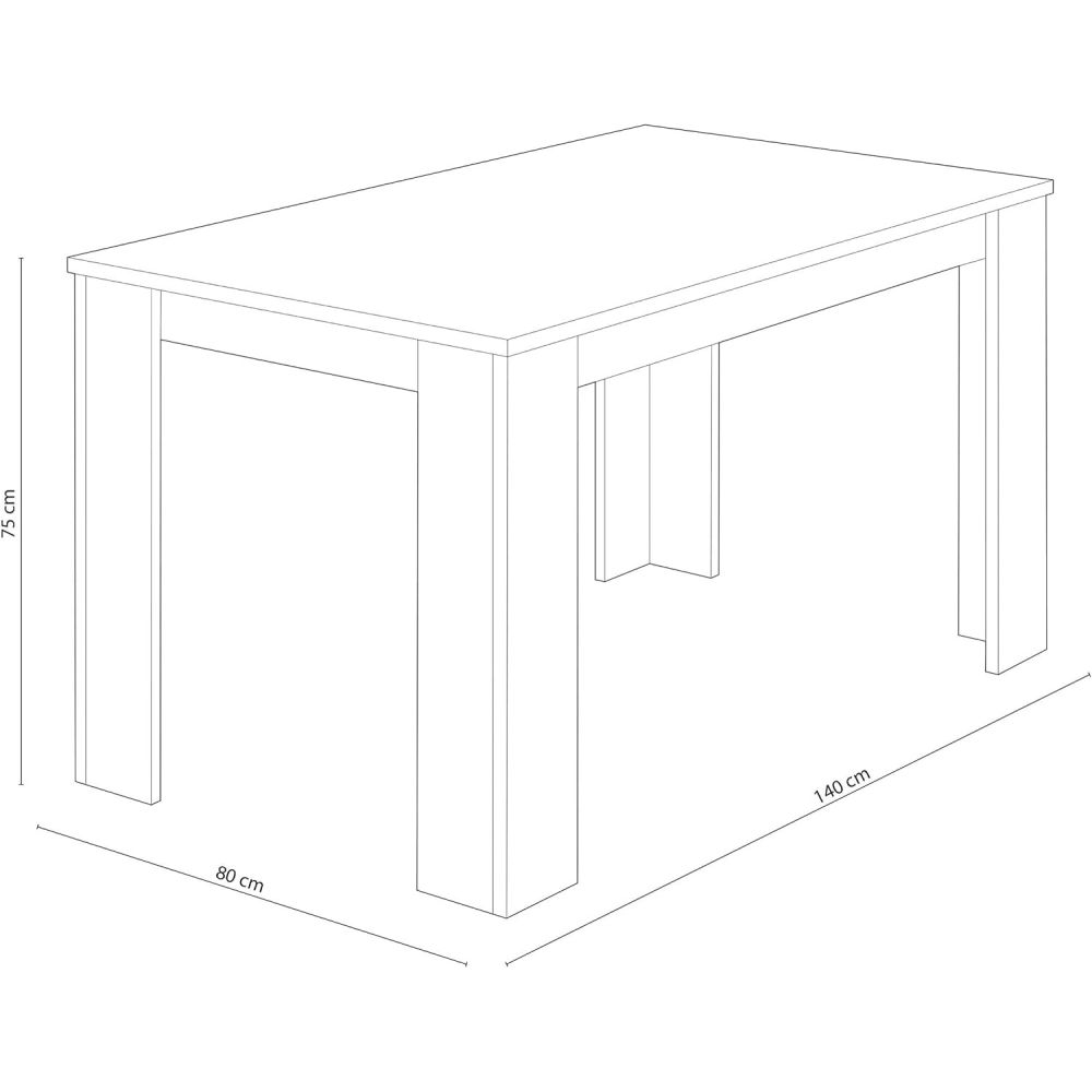 Mesa de Comedor, Mesa de Salón Fija, Color Andersen Pino Gris, Medidas: 140 cm (Largo) x 80 cm (Ancho) x 75 cm (Alto)