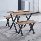Mesa Comedor Madera, Patas metálicas Negras, Mesa Rectangular, Medidas 100 cm (Largo) x 70 cm (Ancho) 76 cm (Alto)