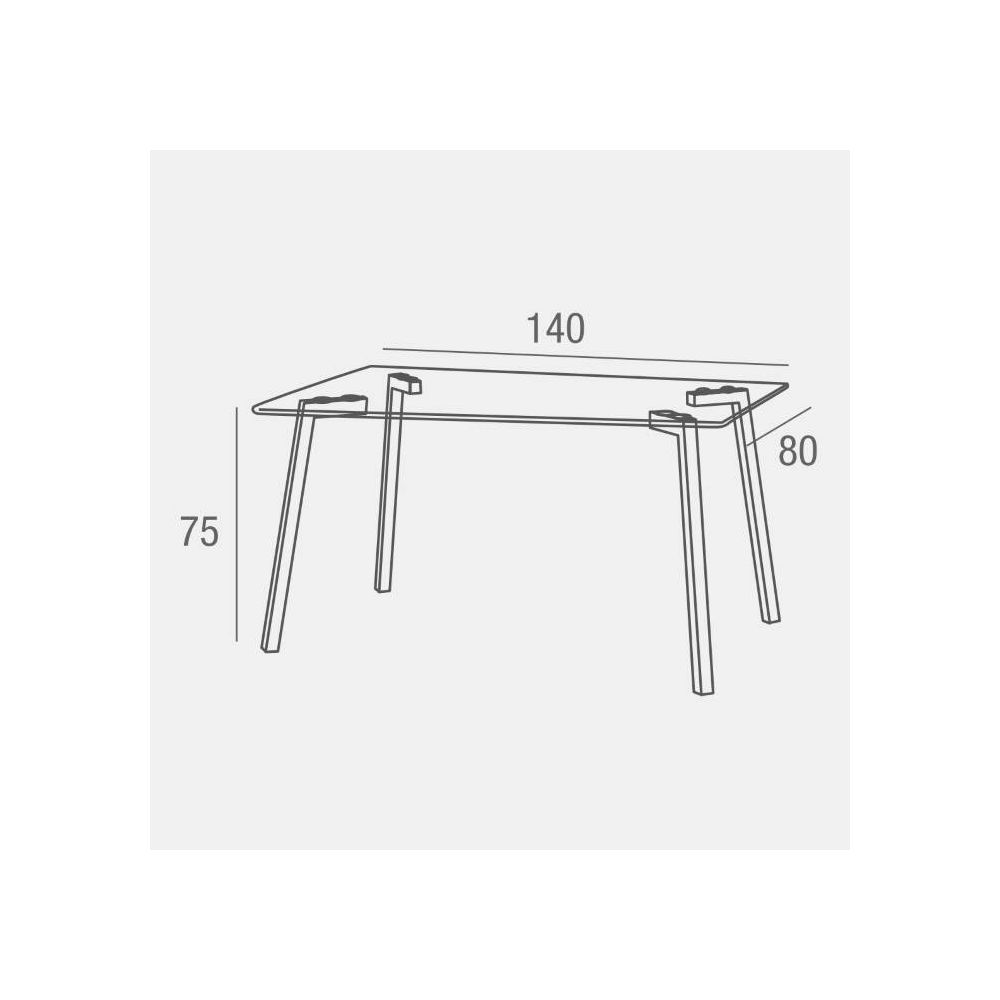Mesa de Cristal Fija para Comedor - Patas Negras de Metal | Alta Calidad y Estilo Versátil | 140x80 x 75 cm
