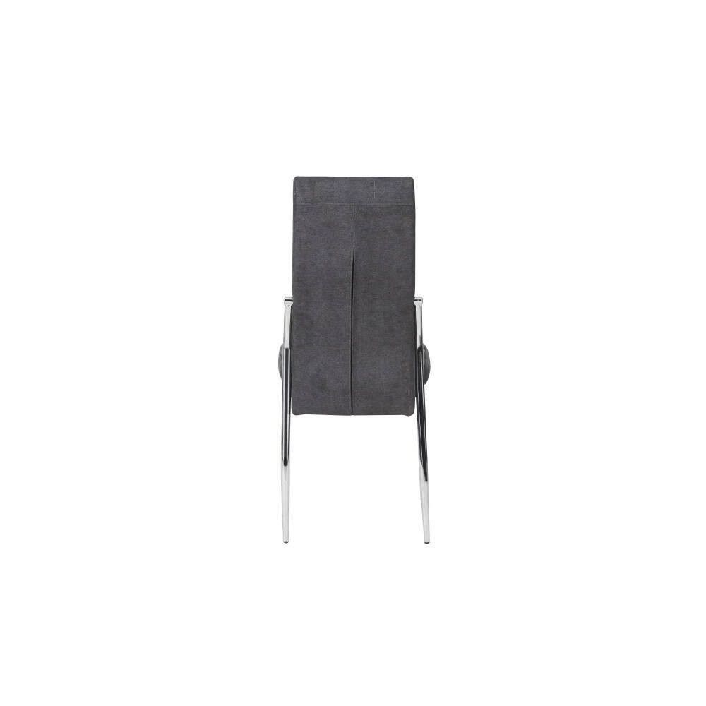 6 Sillas Tapizadas en Tela Gris con Asiento y Respaldo Acolchados, Patas Cromadas - Medidas 45x46x100 cm