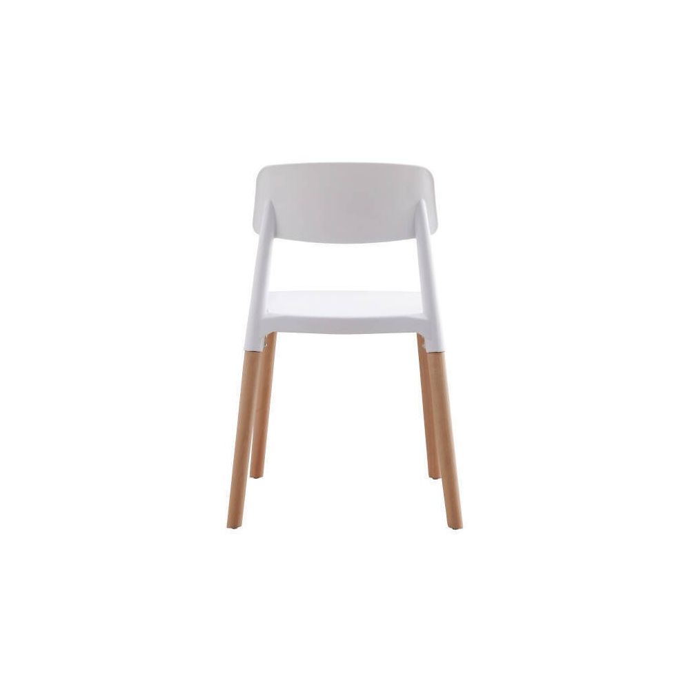 Pack de 4 Sillas Blancas con Patas de Madera de Haya, Asiento de Polipropileno,  Altura de 45 cm, Medidas Totales 42.5x48x76 cm