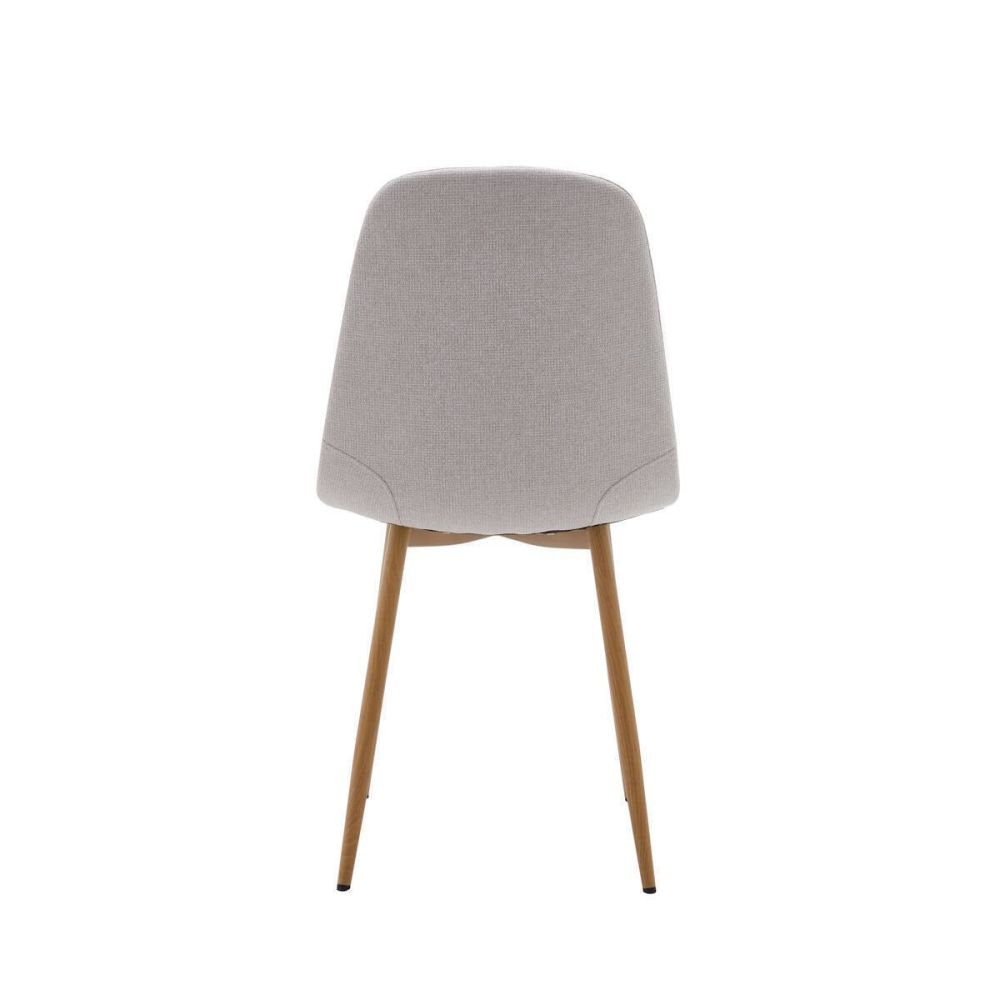 Pack de 4 Sillas con Estructura Tapizada en Tela Beige Claro, Patas Metálicas con Acabado Madera, Medidas 44x53x86 cm