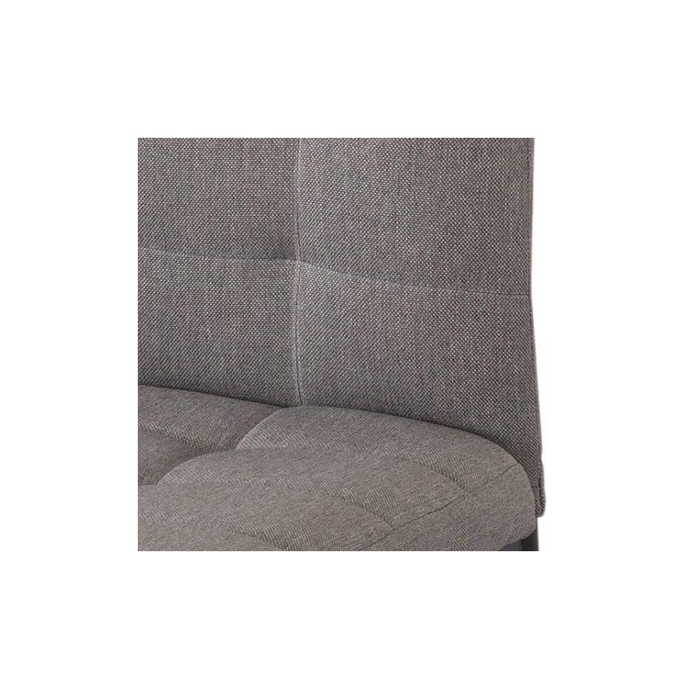 Pack de 4 Sillas Tapizadas en Tela Polipiel Gris con Costuras Acolchadas, Patas Metálicas en Color Negro, Medidas 43x56x96 cm