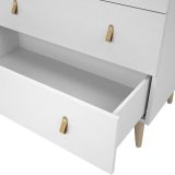 Cómoda con 5 Cajones, para Dormitorio, Acabado en Color Blanco, Medidas: 80 cm (Ancho) x 120 cm (Alto) x 48 cm (Fondo)