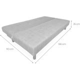 Sofá Cama 3 Plazas de Diseño Moderno, Estructura de Madera, Tapizado Color Piedra, 188x88x88 cm