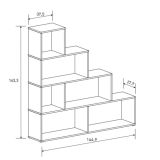Meyvaser Librería Estantería con cuatro baldas Color Mauvella Tipo escalera de Madera 143,3x37,5-144,9x27,9 cm