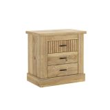 Pack de Muebles de Dormitorio Habitación Infantil con Cabecero, 1 Mesita de Noche 3 Cajones y Sinfonier en Color Mauvella Rayas